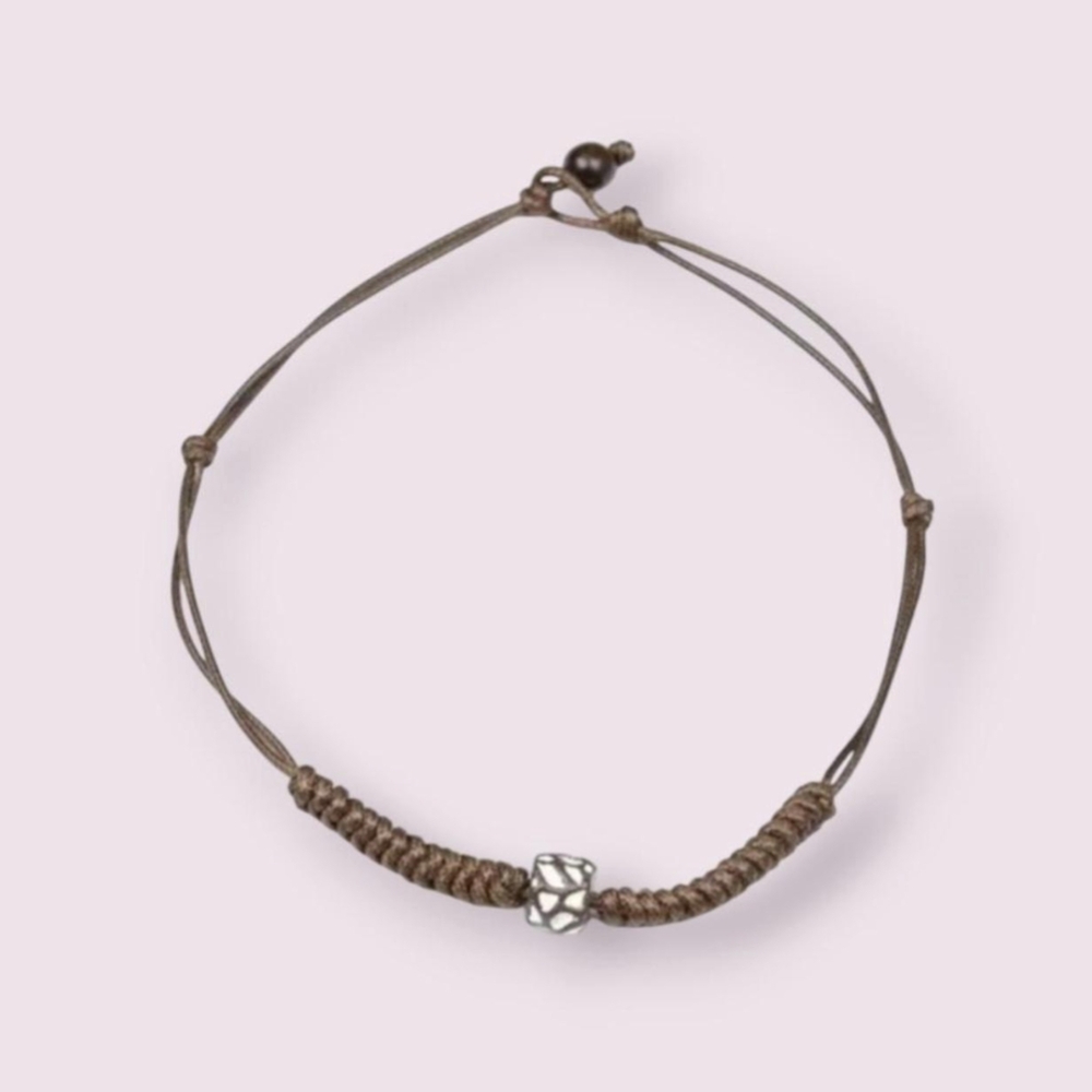 Paparazzi Brown Braided Bracelet with Silver Accent